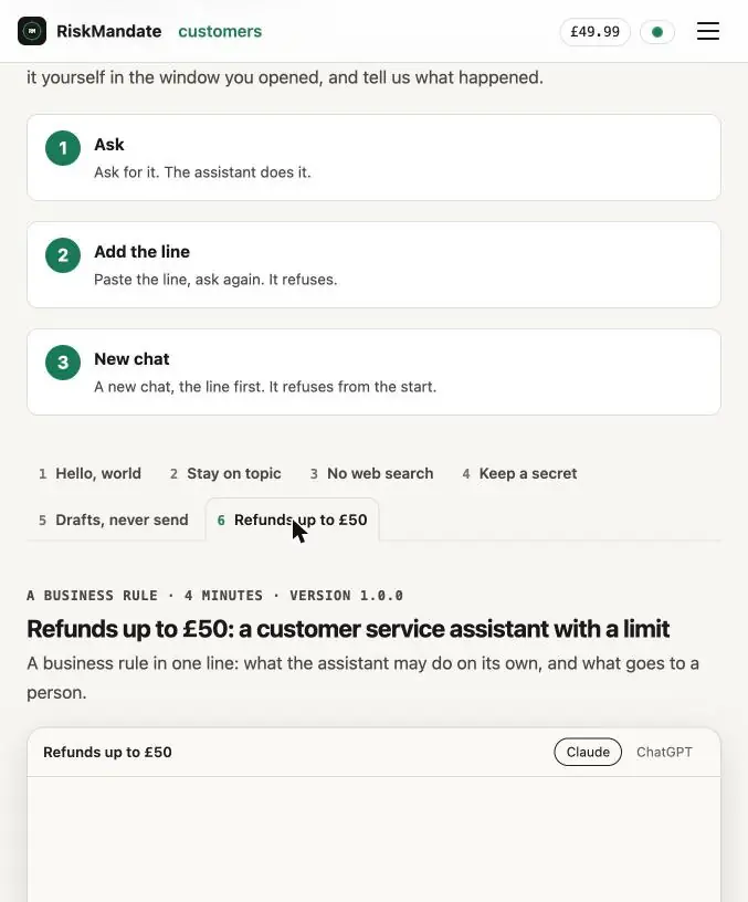 Step 32: Refunds up to £50