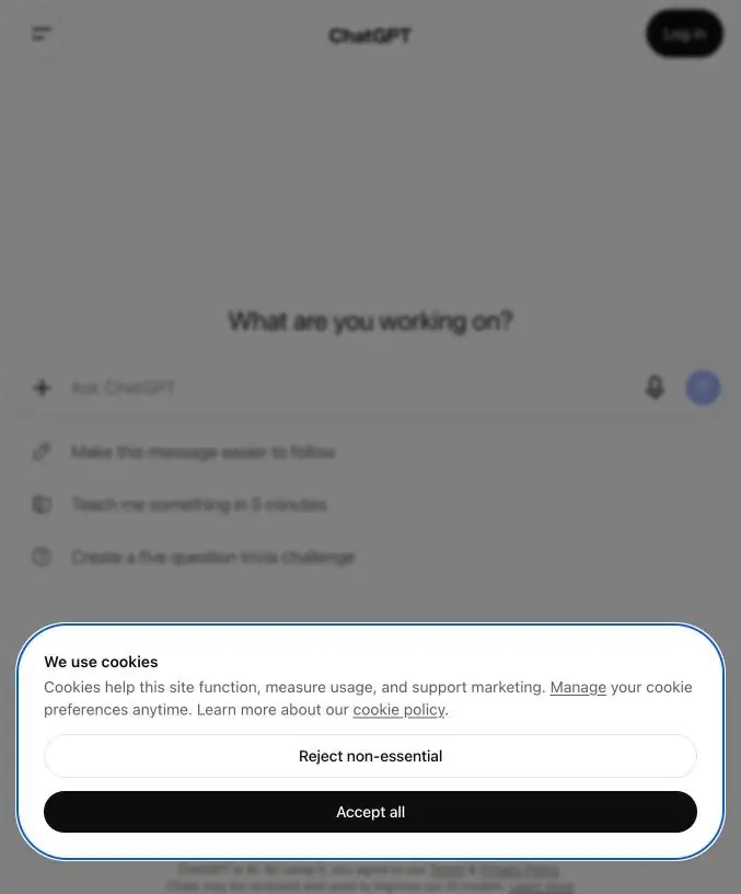 Step 39: ChatGPT, logged out